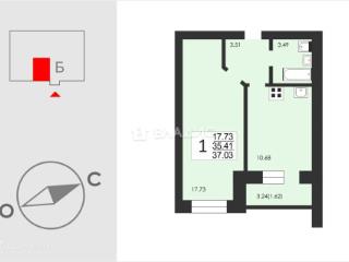 1-комн., 37.03 м²